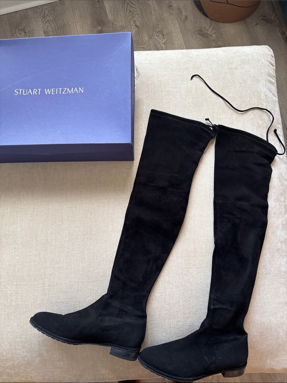 Stuart Weitzman Black Suede Over-the-Knee Boots